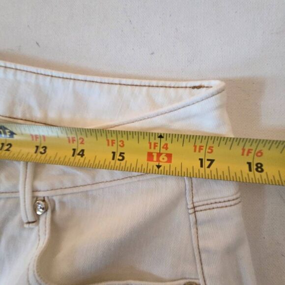 Spartina 449 Womens Ellington Embroidered Frayed Kick Flare Jeans Pearl White 14 - Picture 7 of 12